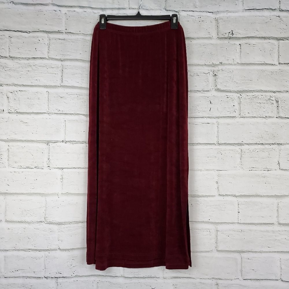 French laundry woman acetate maroon maxi skirt